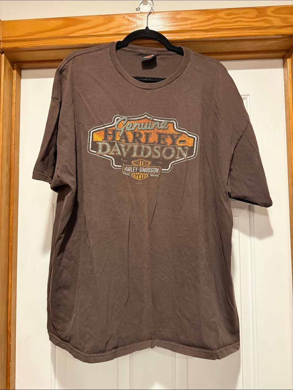 Harley-Davidson Brown Short Sleeve Tee with Orange and Cream Logo